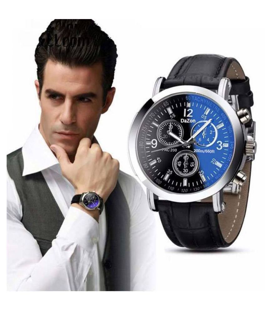 men fashion ex306 blue leather analog men's watch