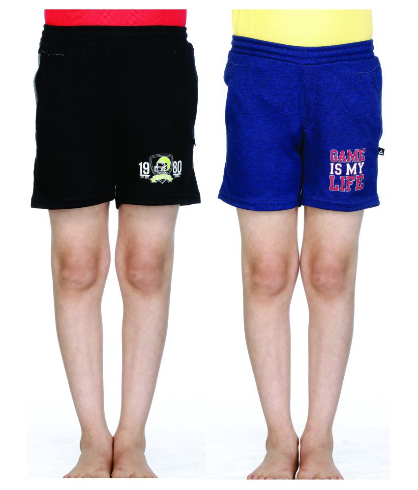     			Proteens Boy's Printed Shorts Black and Navy Blue Combo Pack of 2