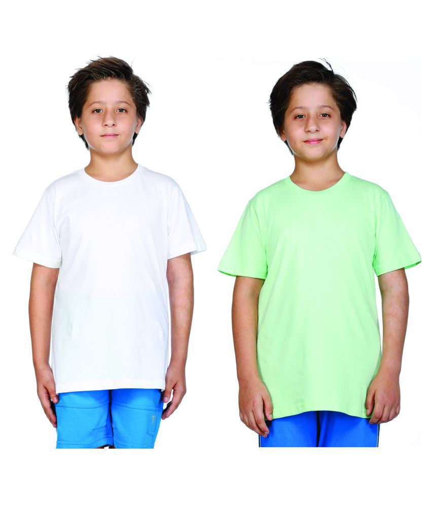     			Proteens Boy's T-Shirt Light Green and White Combo Pack of 2