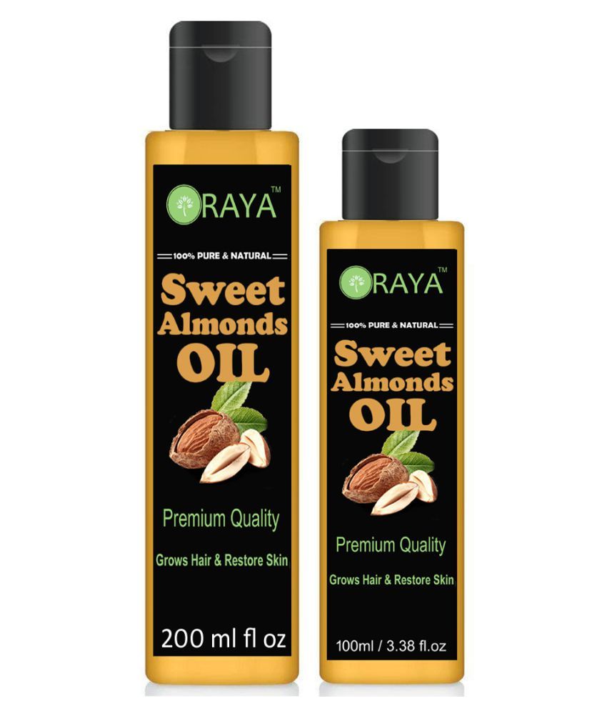     			ORAYA 100% Pure & Natural Sweet Almond Oil- 200ML+100ML=300ML 300 ml Pack of 2