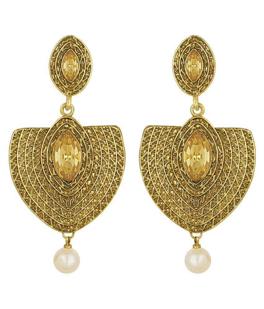     			Spargz Antique Antique Gold Plated Synthetic Stone Dangle Earring For Women