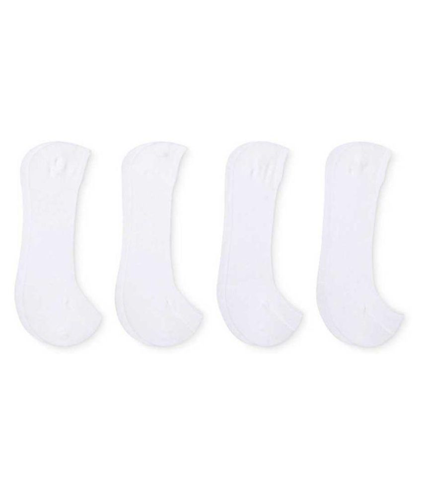     			Tahiro White Cotton No Show Socks - Pack Of 4