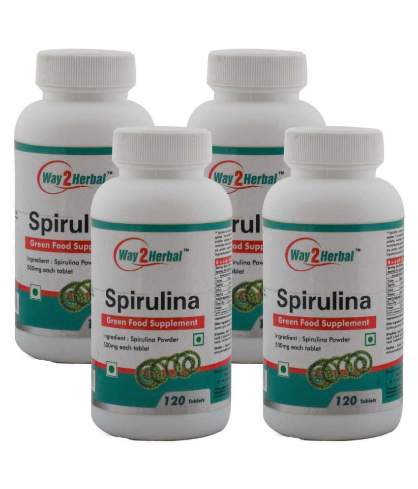 Way2Herbal Spirulina 120 Tablets 500 mg Pack of 4 Buy Way2Herbal