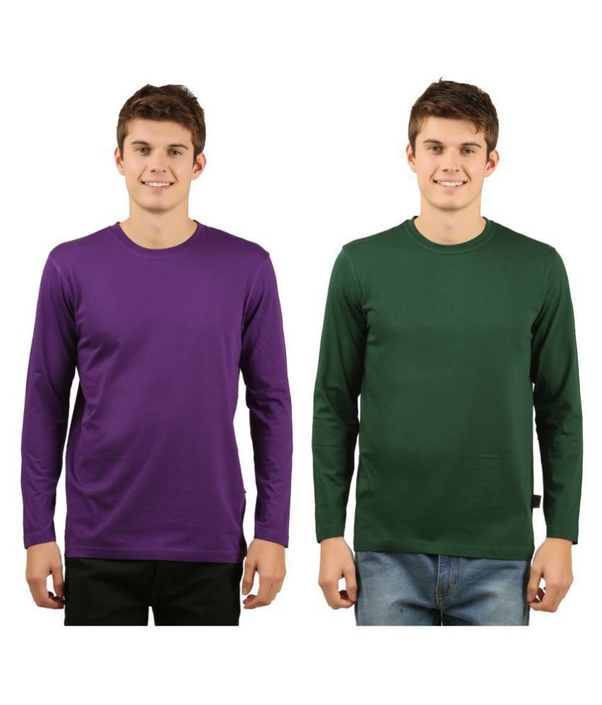 Zebu Purple Full Sleeve T-Shirt Pack of 2