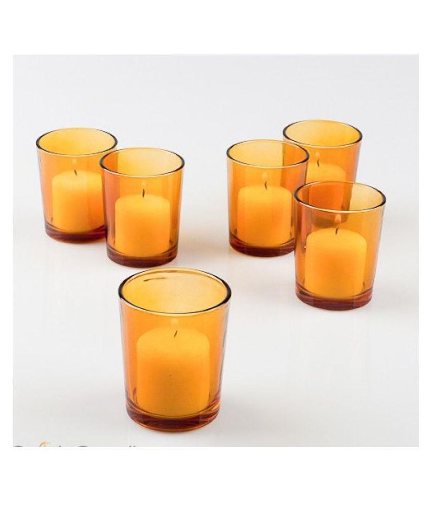 SH Glass Orange Table Top Glass Tea Light Holder Pack of 6 Buy SH