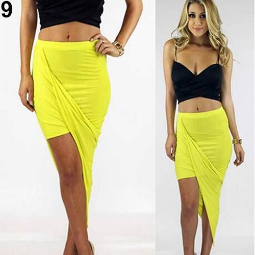 Buy Women S Fashion Sexy High Waist Draped Asymmetrical Bodycon