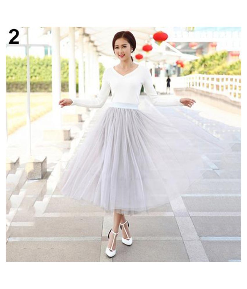 Buy Lady Fashion Korean Style Swing Maxi Skirt Autumn High Waist Tutu Long  Tulle Skirt Online at Best Prices in India - Snapdeal