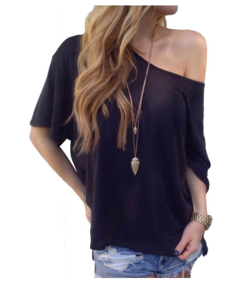 one side off shoulder loose t shirt