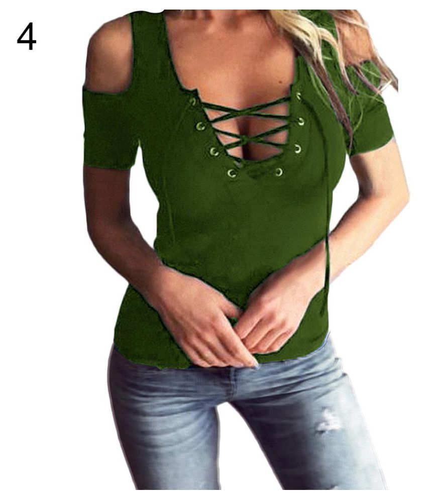 lace up v neck shirt