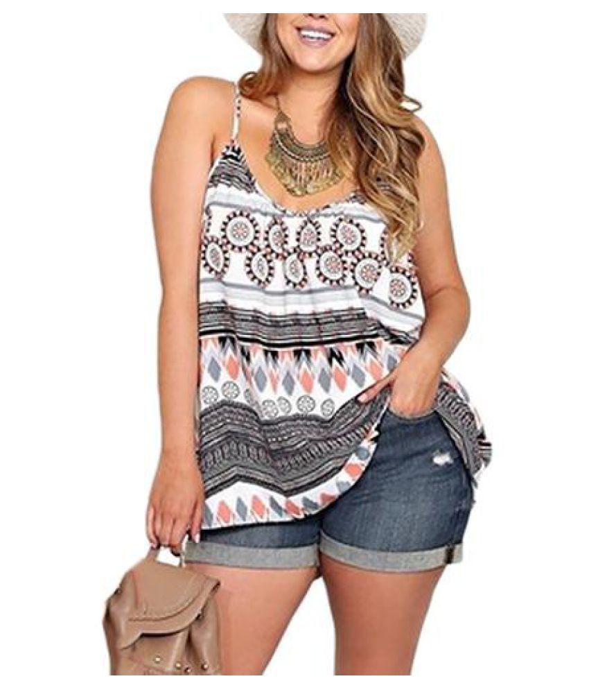 Buy Sexy Women Fashion Summer Plus Size Geometric Print Casual Loose Camisole Vest Online At