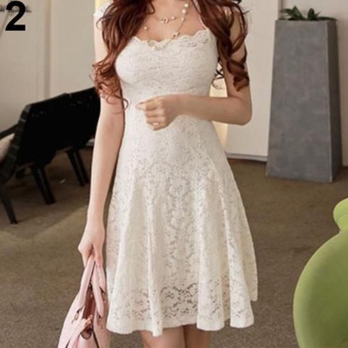 Women's Summer Sexy Lace Hollow Short Sleeve Party Cocktail Slim Mini Dress