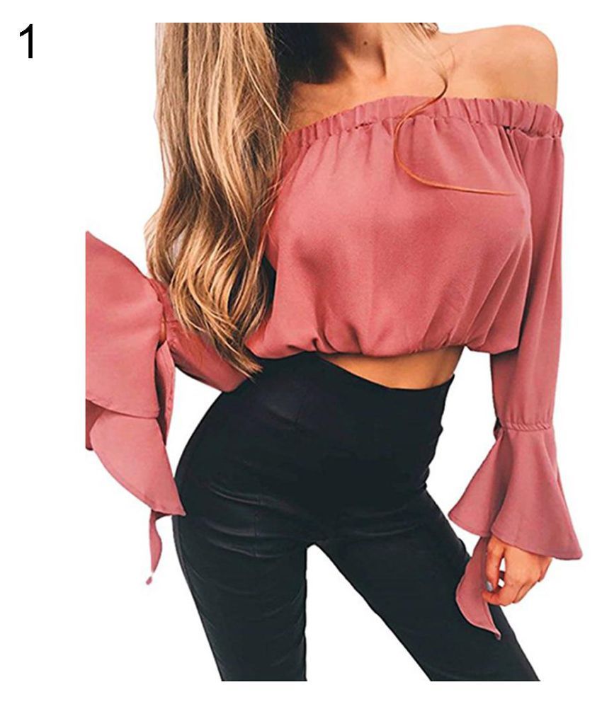 red bell sleeve crop top