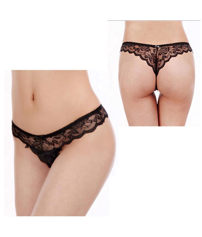Buy Sexy Floral Lace Women Panties Bowknot See Through Solid Color 5435
