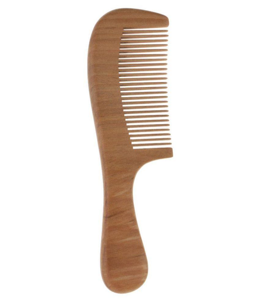 RAVIVA Neem Wood Beige Anti-Dandruff Fine Tooth Rattail Comb Pack of 2 ...