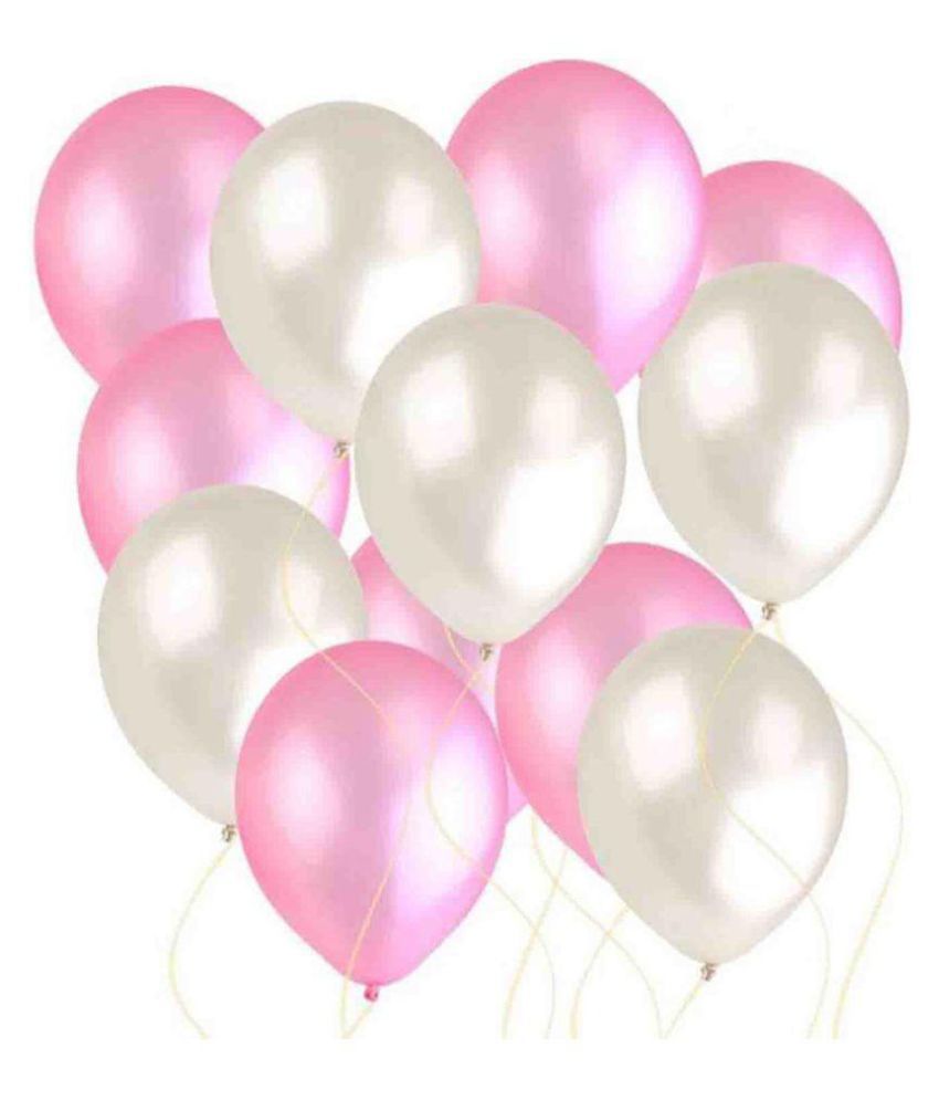10 Inch Pack Of 100 White And Pink Metallic Balloons For