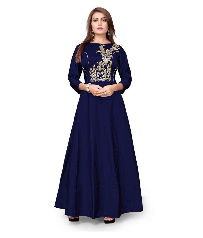 navy silk gown
