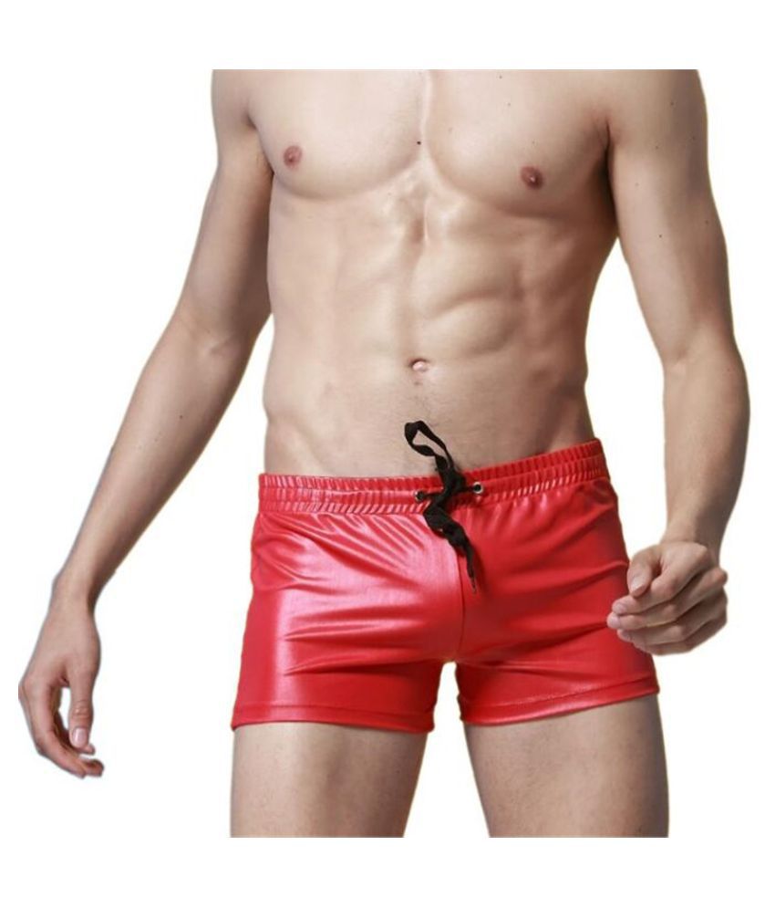 Women Men Oil-Shiny Underwear Glossy Shorts See Through Boxer Briefs Underpants