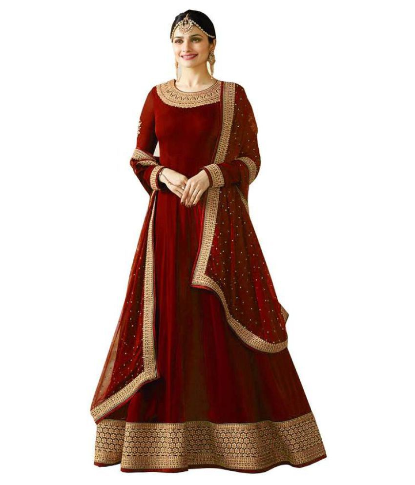 maroon colour ke gown