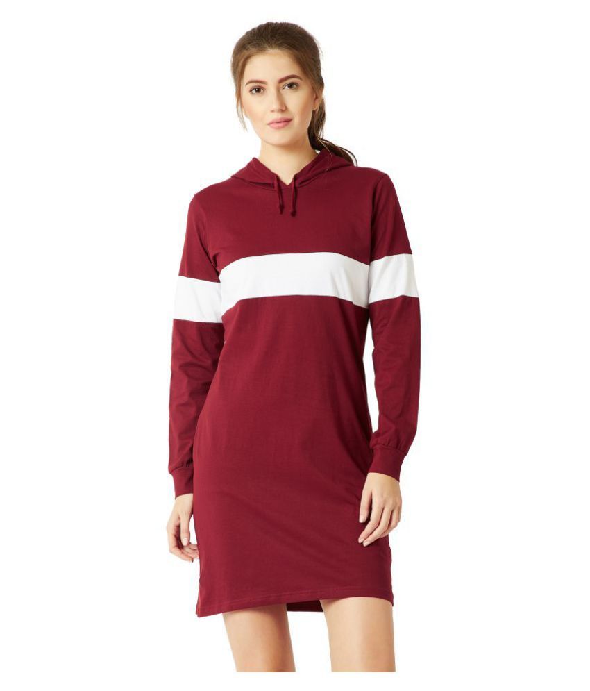     			Miss Chase Cotton Maroon T-shirt Dress