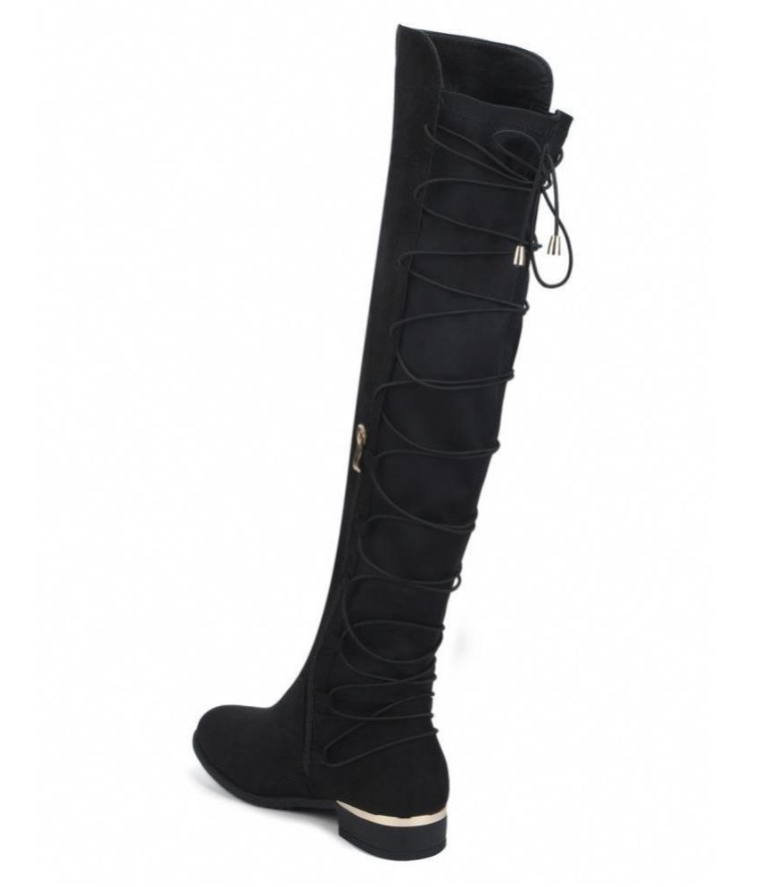 truffle collection heeled knee high boots in black