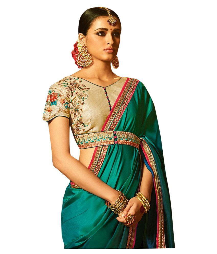 Poonam Enterprise Green Silk Saree - Buy Poonam Enterprise Green Silk ...