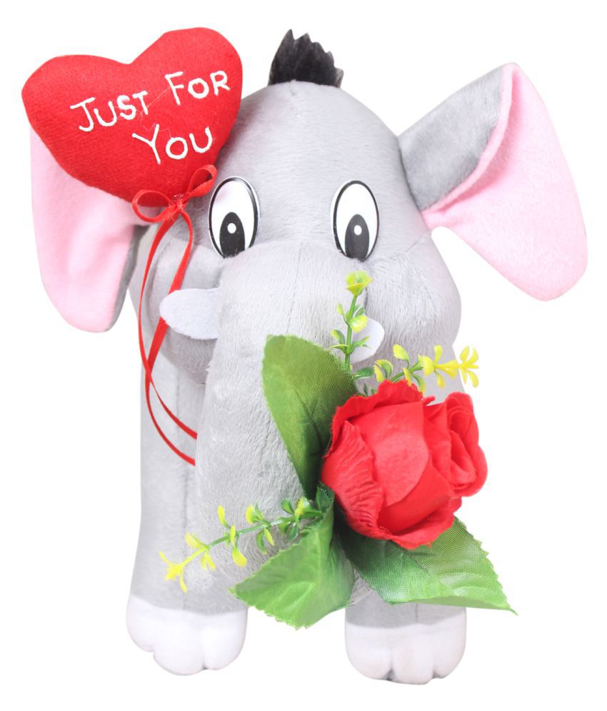     			Tickles Plush Animal Propose Day Elephant with Just for You Heart Valentine Day Gift Girlfriend Boyfreind Husband Wife (Color: Grey & Red Size:32 cm)