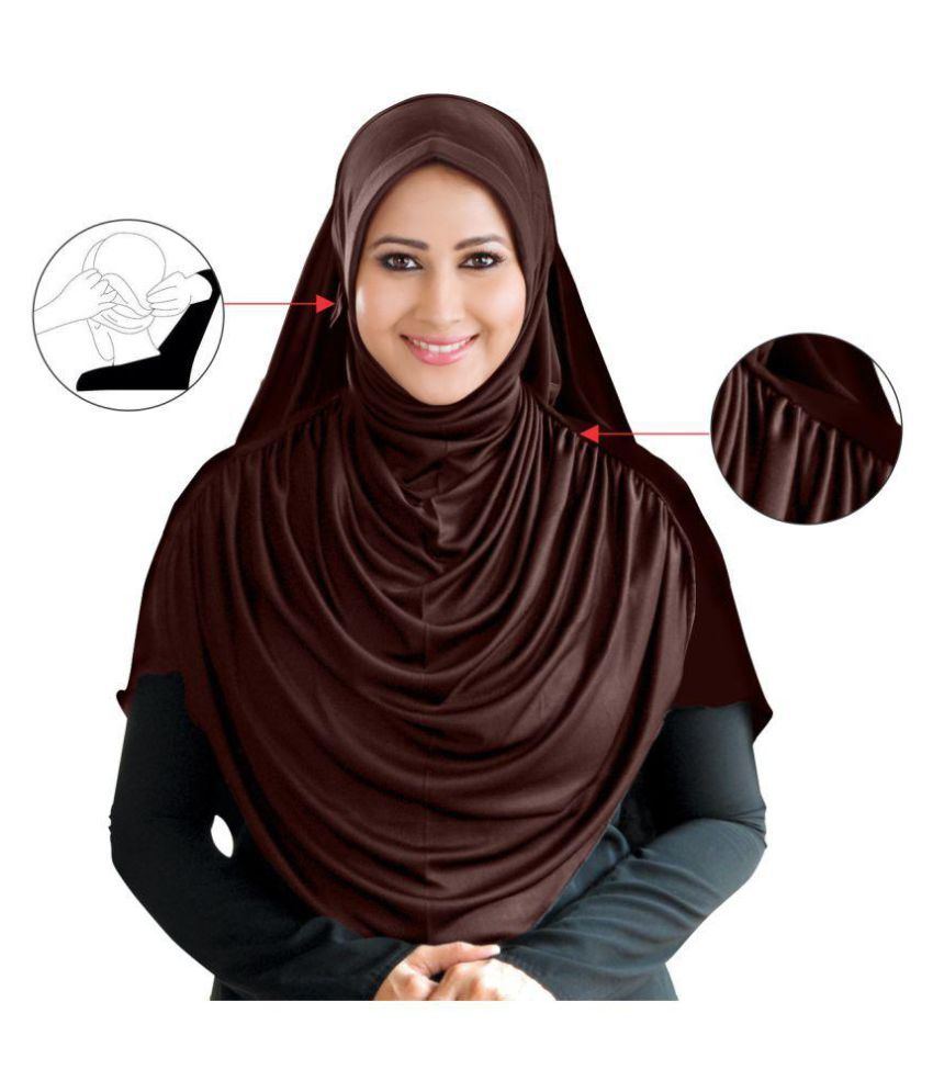 Mehar Hijab Brown Polycotton Stitched Hijab Price in India - Buy Mehar ...