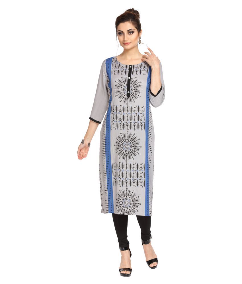     			Alena - Grey Rayon Women's Straight Kurti