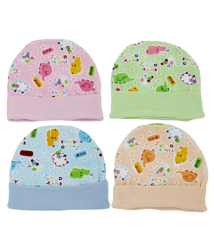     			Neska Moda Baby Boys And Girls Multicolor Cap For 0 To 18 Month Pack Of 4 MT2