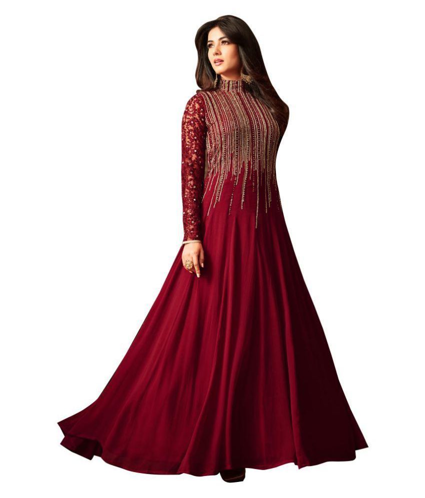 maroon ethnic gown