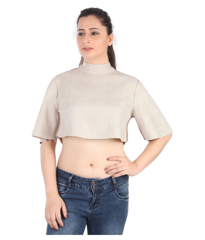     			FCK-3 Cotton Blended Crop Tops - Beige