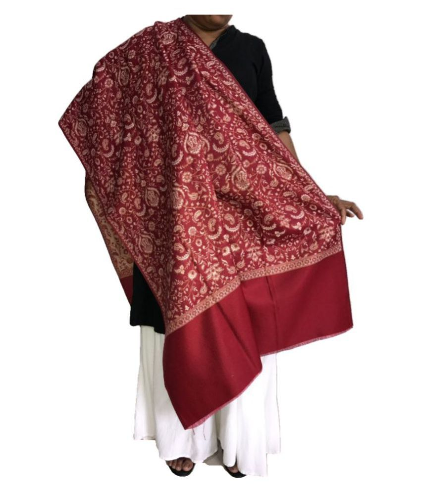 Kkrish Maroon Floral Pashmina Shawls Buy Online at Low Price in India Snapdeal