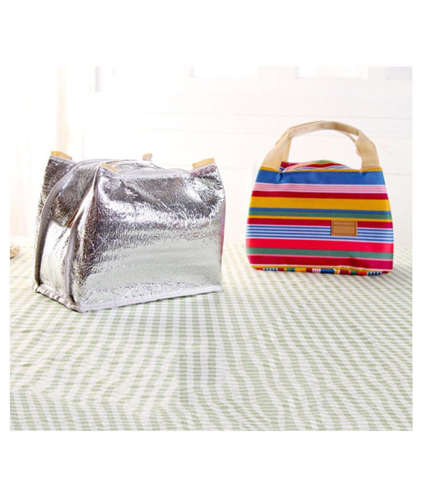 Buy Striped Portable Insulated Thermal Lunch Carry Tote Storage Bag ...