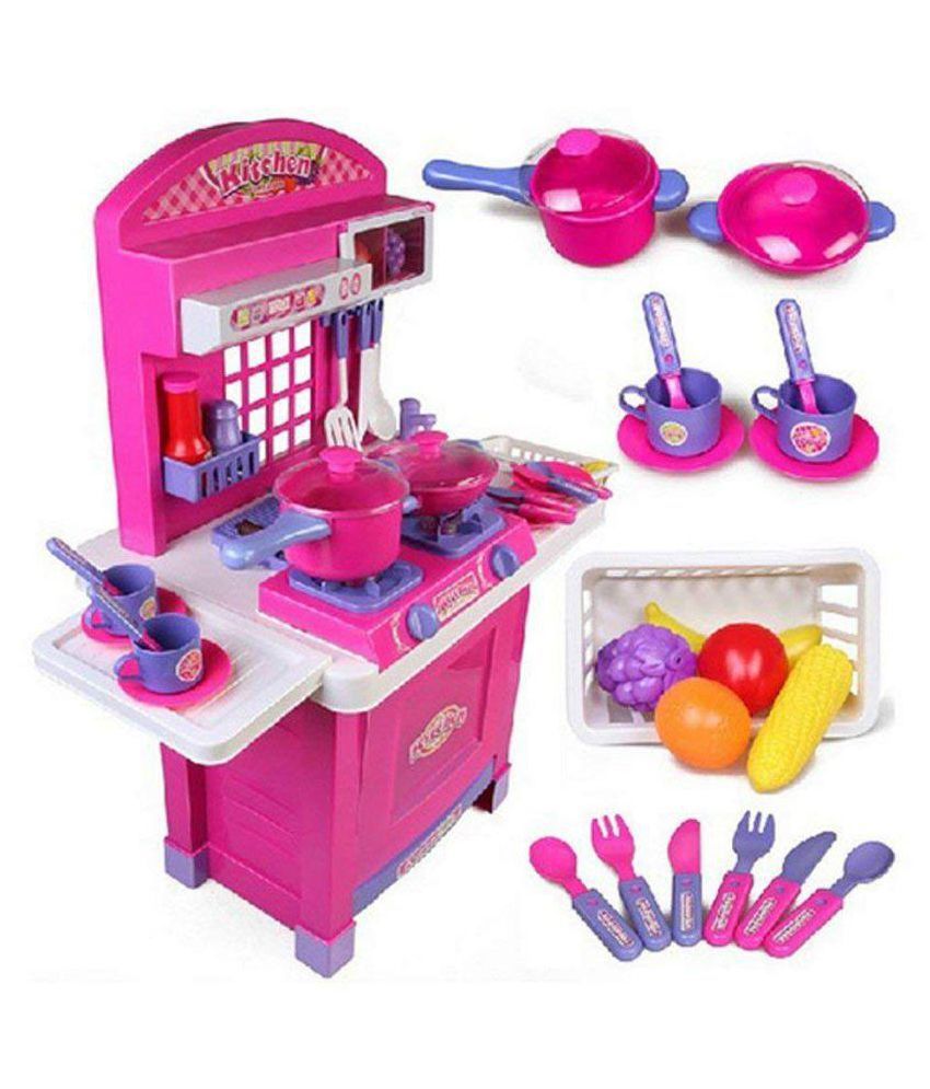 CRAZY TOYS Big Size Kitchen Set Toy with Music and Lights, Playing ...