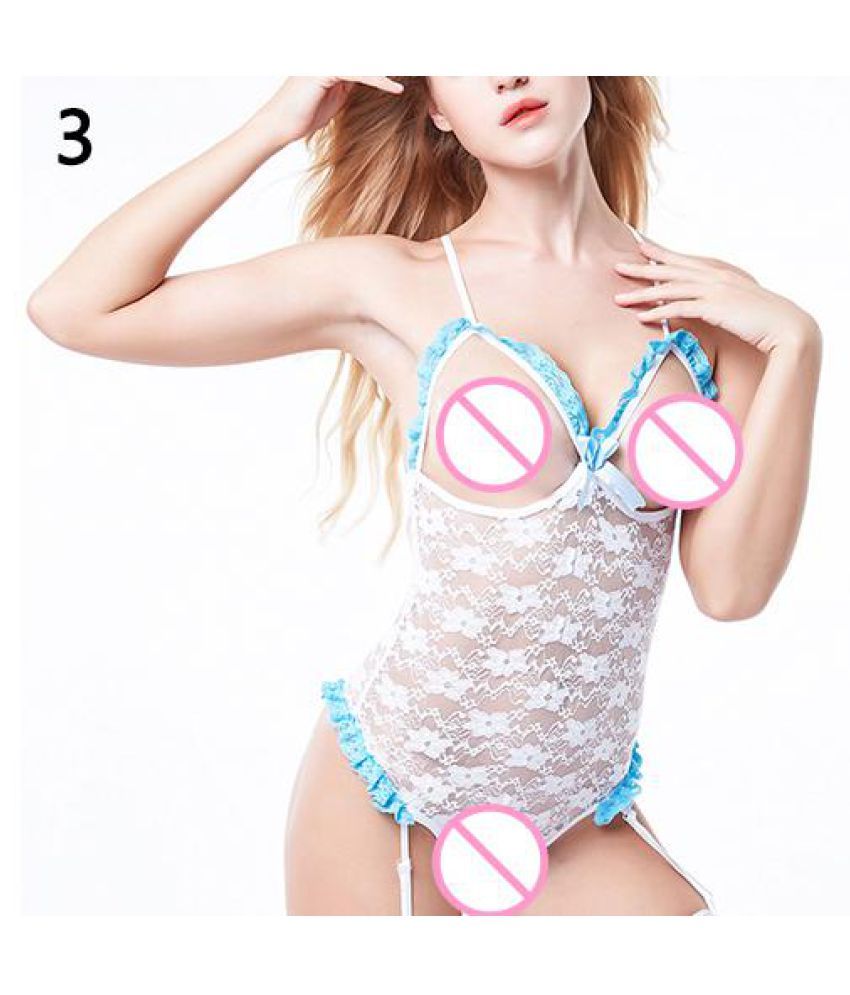 Buy Women's Sexy Hollow Lace Bowknot Bare Breast Crotchless Sling Suspender  Lingerie Online at Best Prices in India - Snapdeal