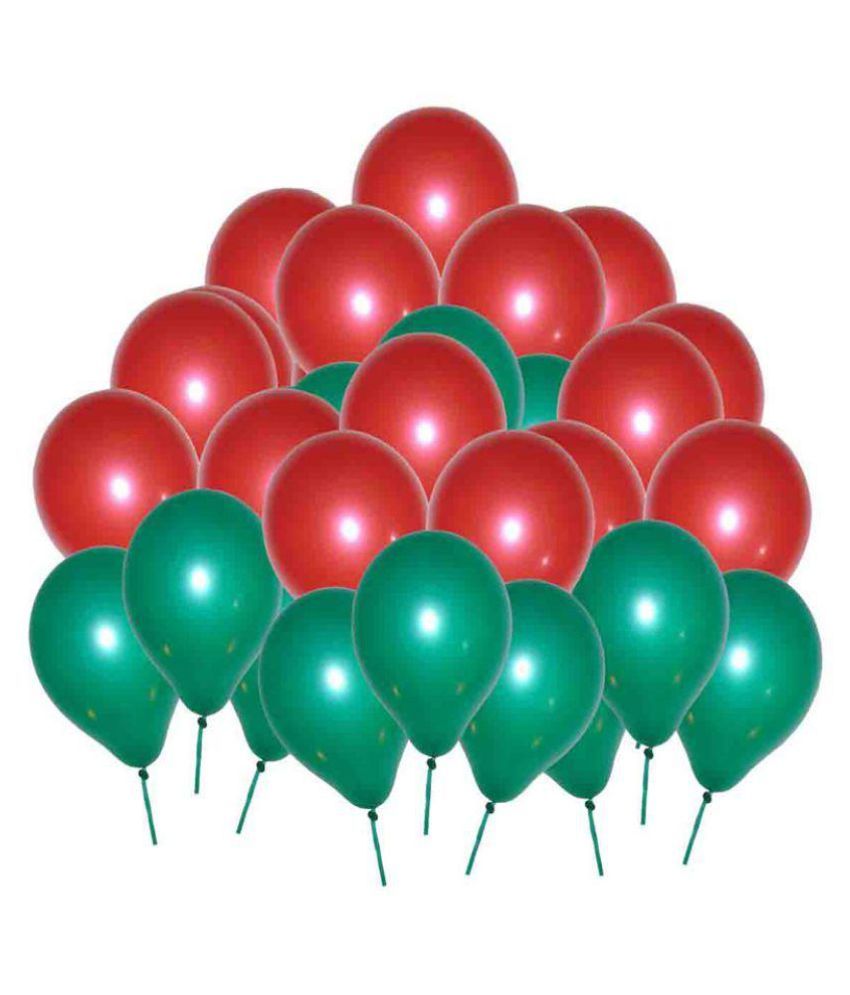 Metallic Red And Green Balloon For 1st Birthday Party Decoration