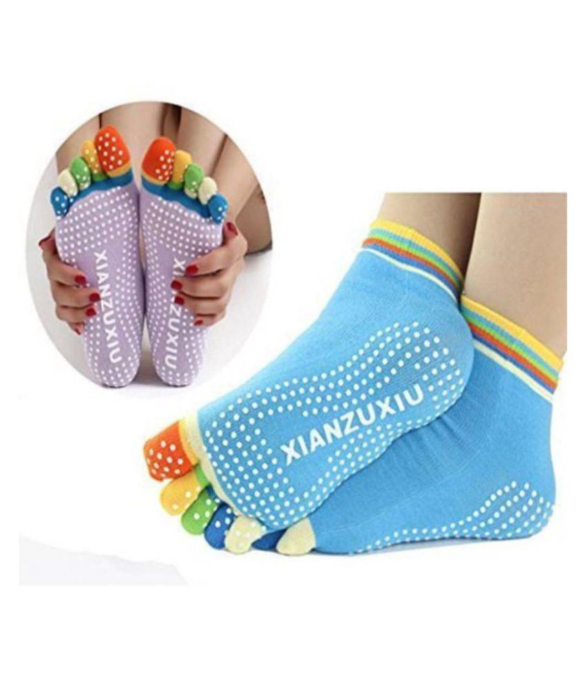 Women Cotton Toe Sock Antislip Fitness Colorful Sports / Yoga /Gym ...