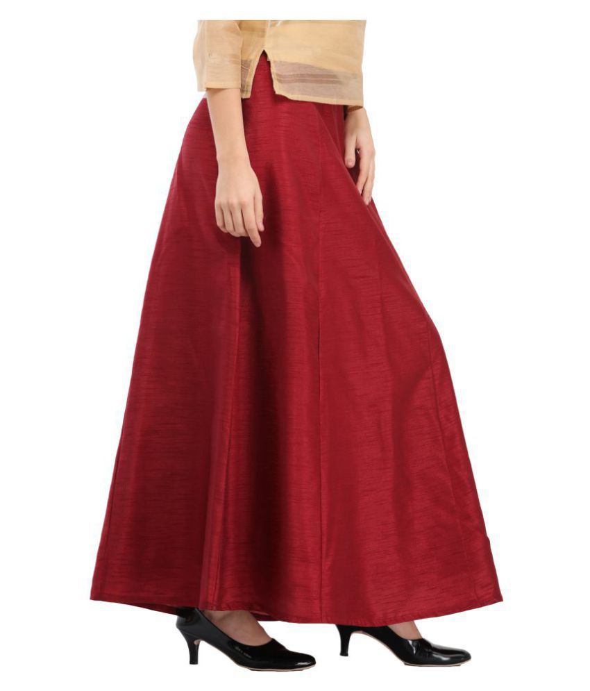 Buy Cottinfab Silk A-Line Skirt - Maroon Online at Best Prices in India ...