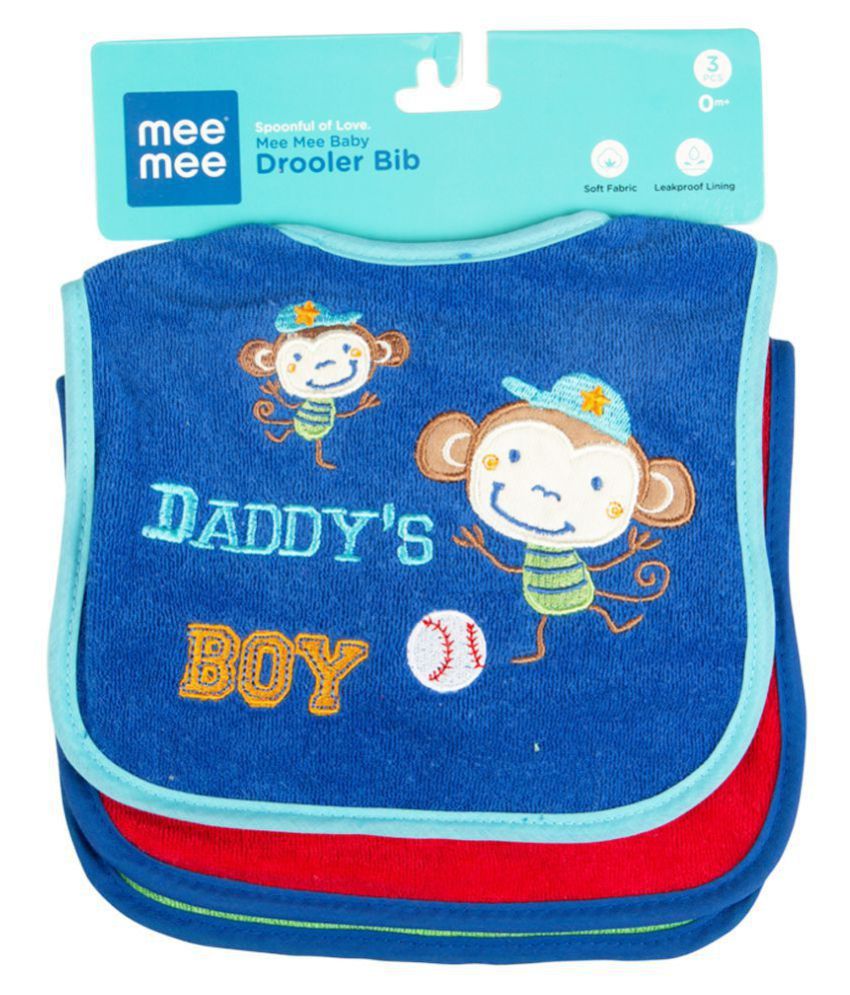     			Mee Mee Multi-Colour Cotton Bibs - Set of 3