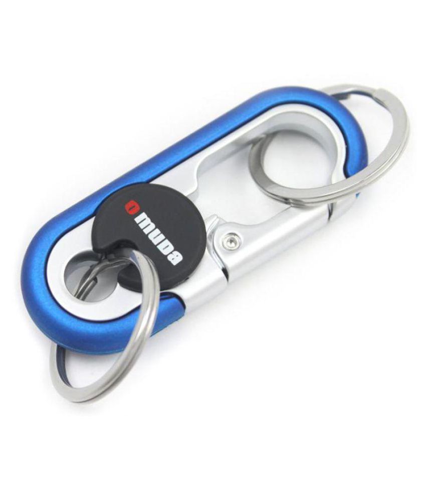     			Tag Sky-Omuda Double Ring Hooked Keychain Blue & Silver /Keyholder Key Chain