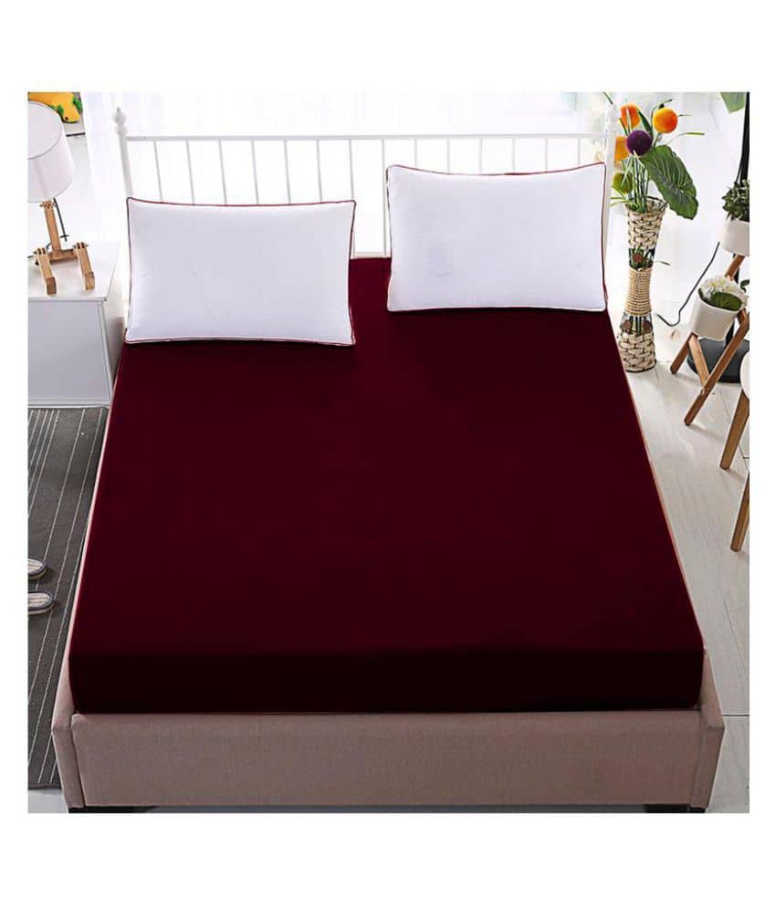 Glassiano Waterproof Terry Cotton King Bed Size 72"x84" Maroon Poly