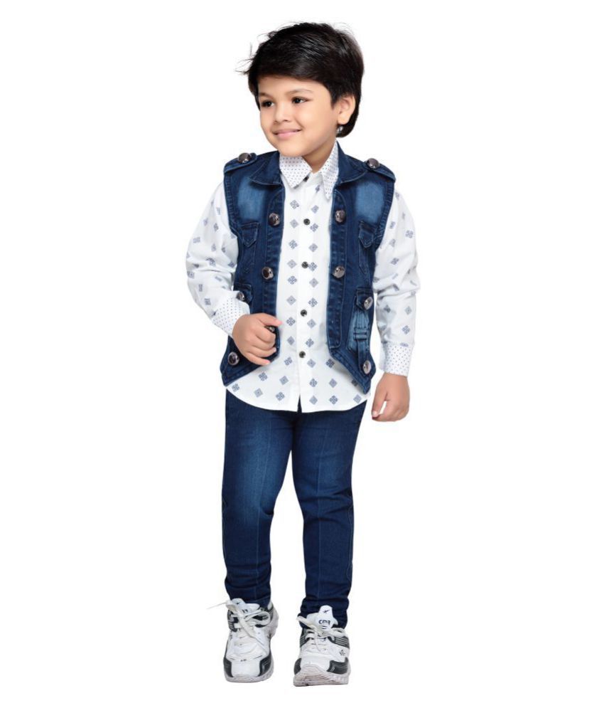     			AJ Dezines Kids Party Wear Shirt Jeans and Jacket Clothing Set for Boys