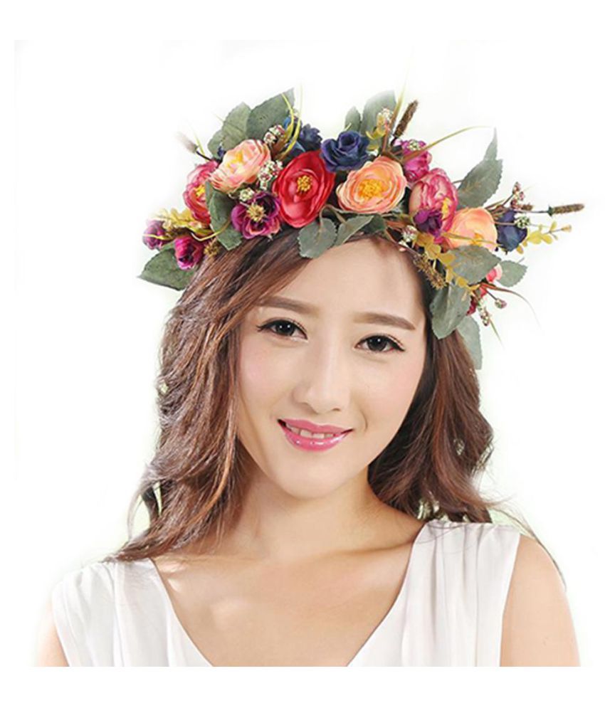 Women Wreath Crown Wedding Hair Floral Flower Garland Headpiece Headband N3