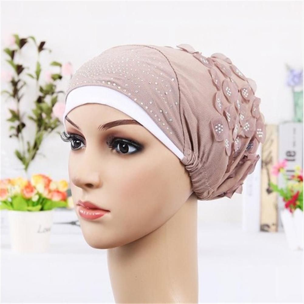 Hot pink Quistal Womens Muslim Stretch Turban Hat Chemo Cap Hair Loss Head Scarf Wraps for Cancer Patients