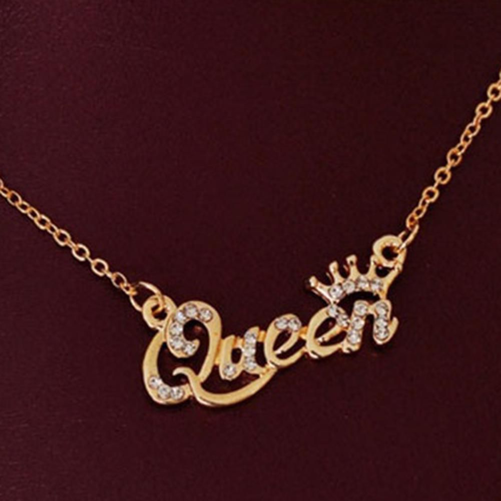 1 Pc Elegant Jewelry Letter Queen Pendant Shiny Rhinestone Clavicle ...