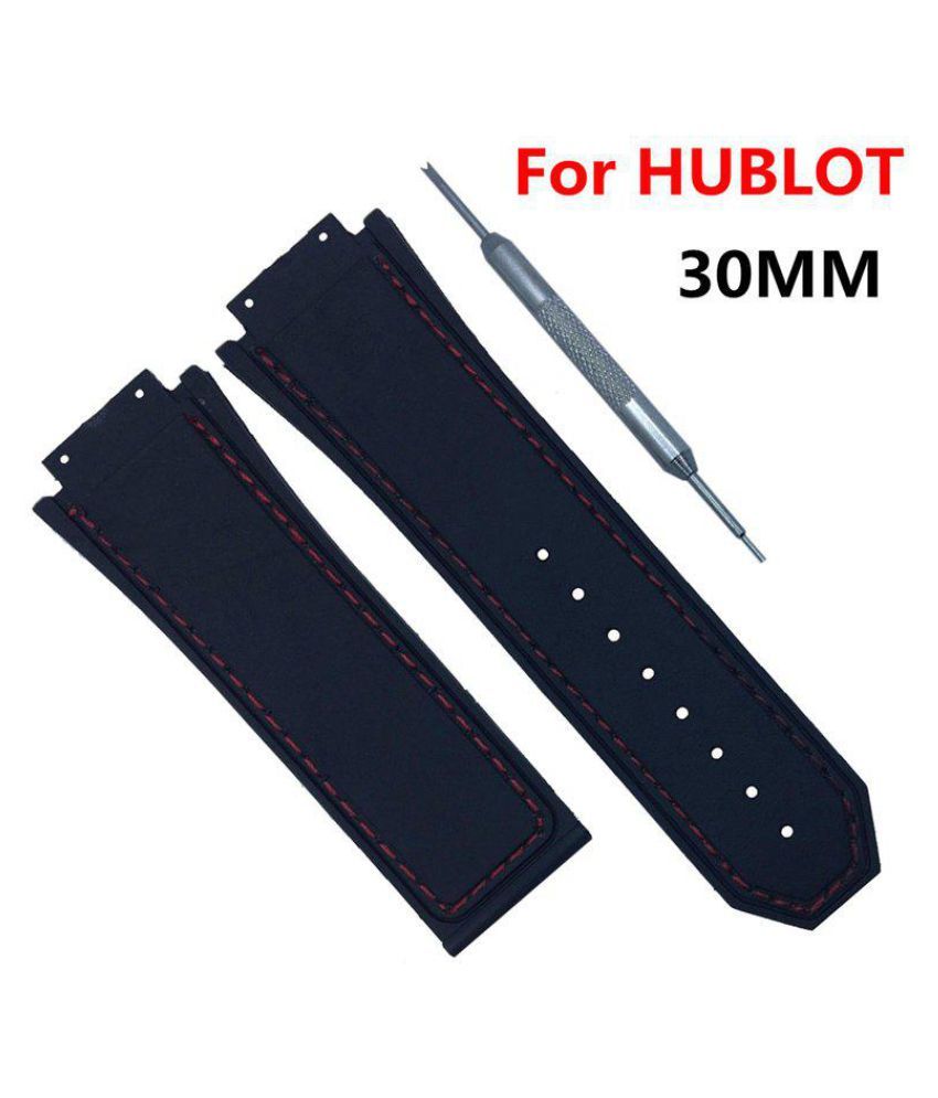 Black Rubber Watch Band Strap 30mm For Hublot King Power F1Free Spring