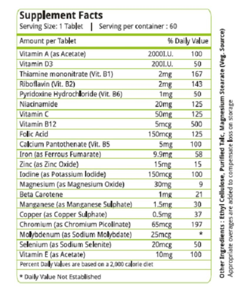 Natures Velvet Multivitamins, Minerals and Antioxidants For Overall