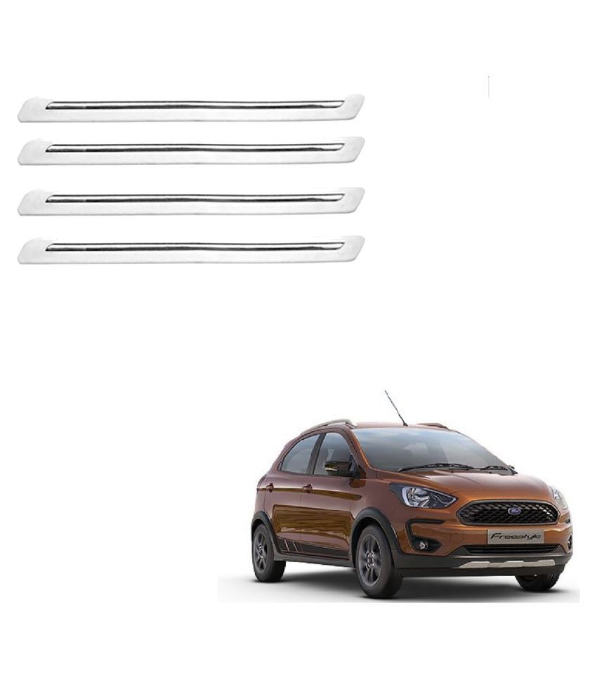 Auto Addict Single Chrome White Car Bumper Guard Set Of 4