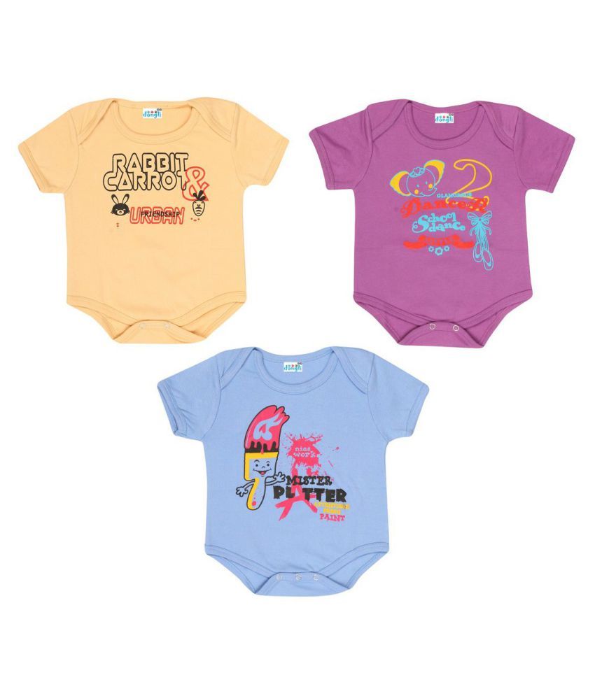     			Dongli Unisex Cotton Printed Bodysuits(Pack of 3)