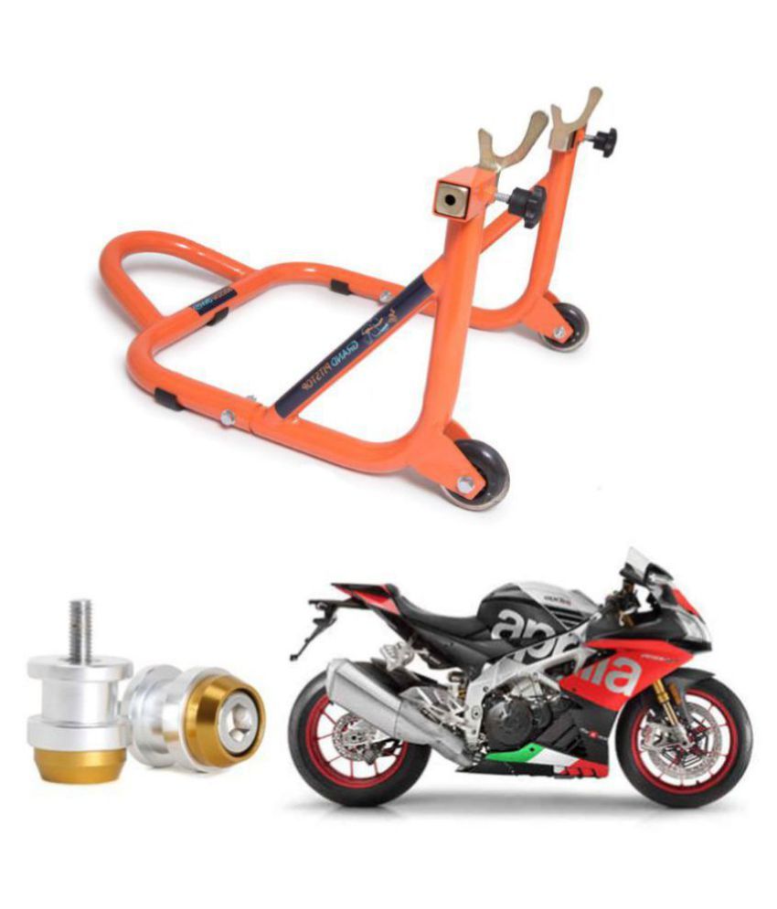 GrandPitstop Orange Rear Paddock Stand with Swing Arm Sliders Spools